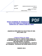 Bases Estándar de Adjudicación Directa Selectiva para La Contratación de Servicios de Consultoría de Obra