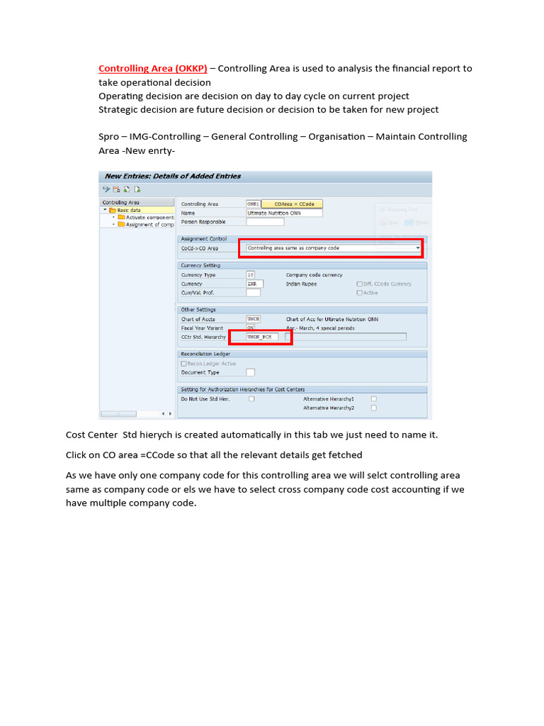4 Controlling Area Define, Assign, Profit Center Cost Center PDF Computing