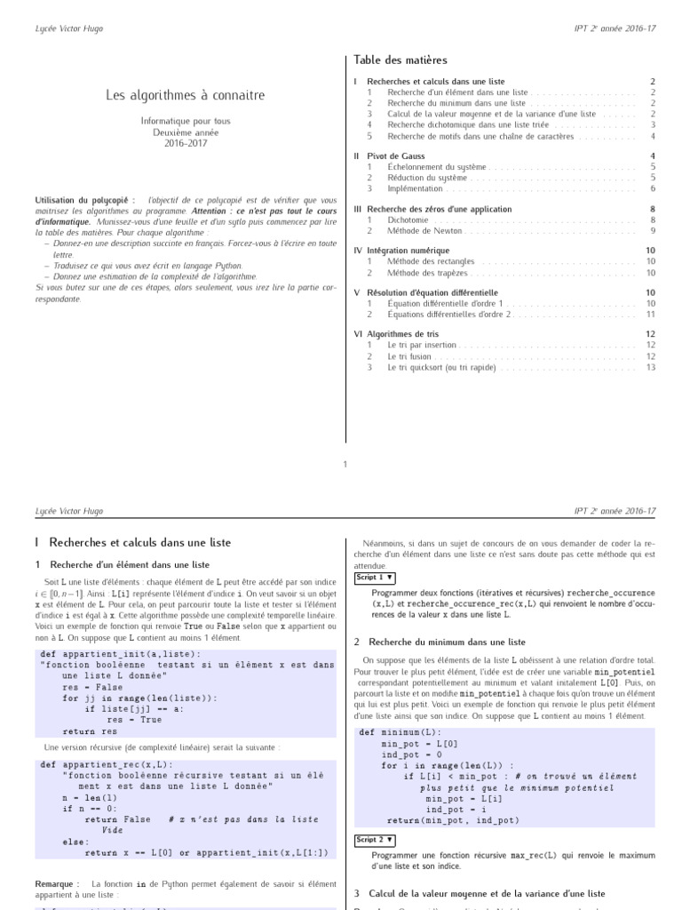 Algorithmes essentiels en Python | PDF | Mathématiques appliqués ...