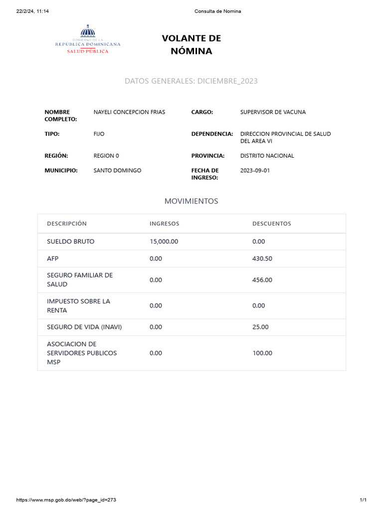 Consulta de Nómina Ministerio de Salud Pública PDF