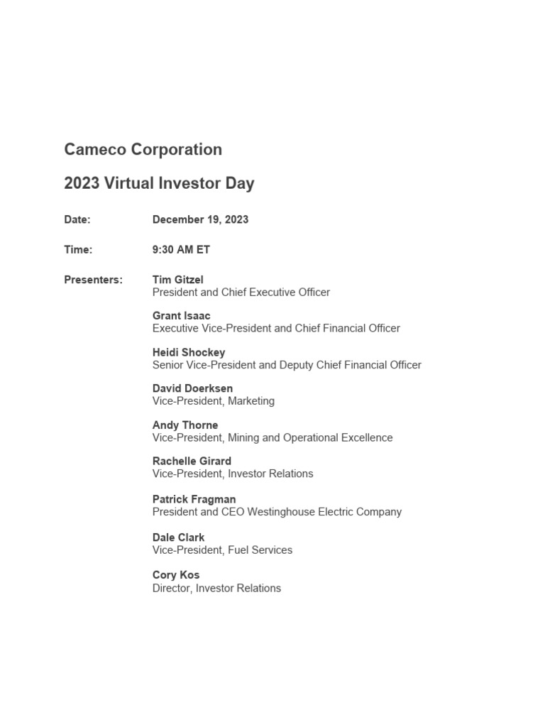 2023 virtual investor day transcript download free pdf nuclear