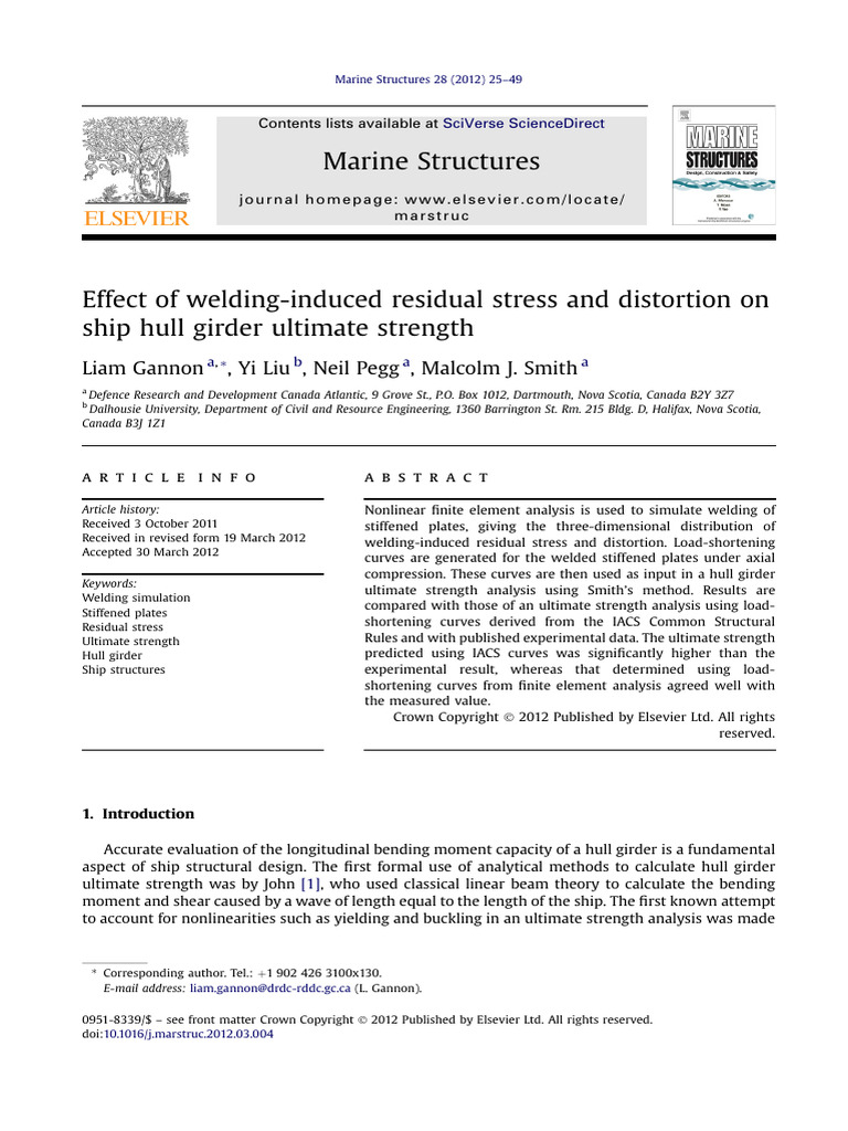 Gannon Et Al. - 2012 - Effect of Welding-Induced Residual Stress and ...