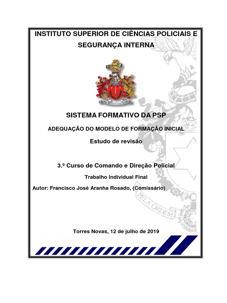 Adequa o Da Forma o Inicial Na PSP PDF Pol cia Conhecimento