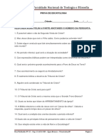 Prova de Escatologia - Bacharel - 2 PDF
