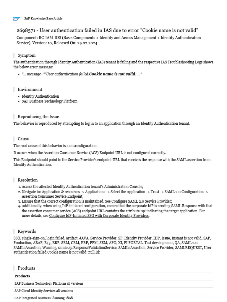 IAS Authentication Error: Cookie Issue | PDF | Access Control ...
