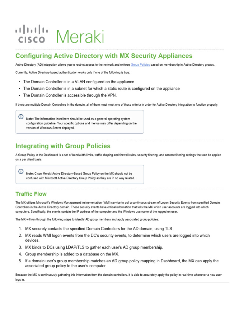 Manual Configuring Active Directory With MX Security Appliances | PDF ...