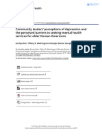 Community Leaders' Perceptions of Depression and The Perceived Barriers in Seeking Mental Health Services For Older Korean Americans