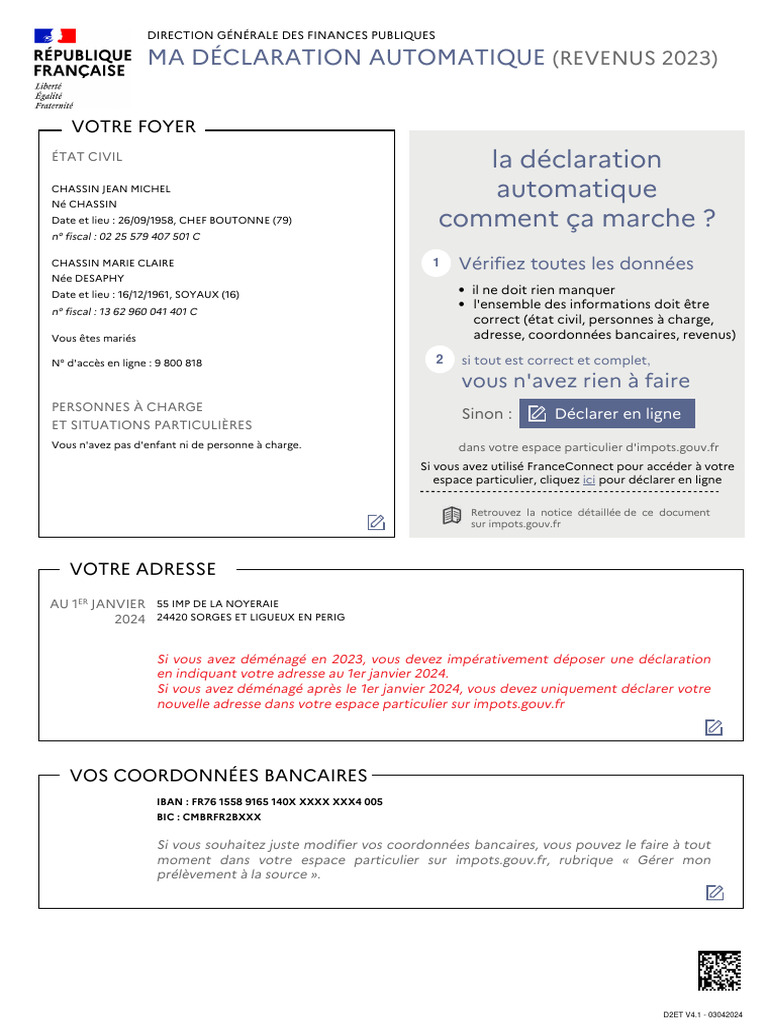 Declaration Automatique Des Revenus 2023 | PDF | Impôts | Retraite