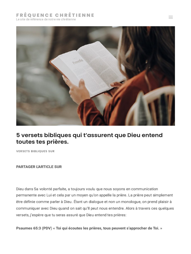 5 Versets sur l'écoute de Dieu | PDF | Prière | Dieu