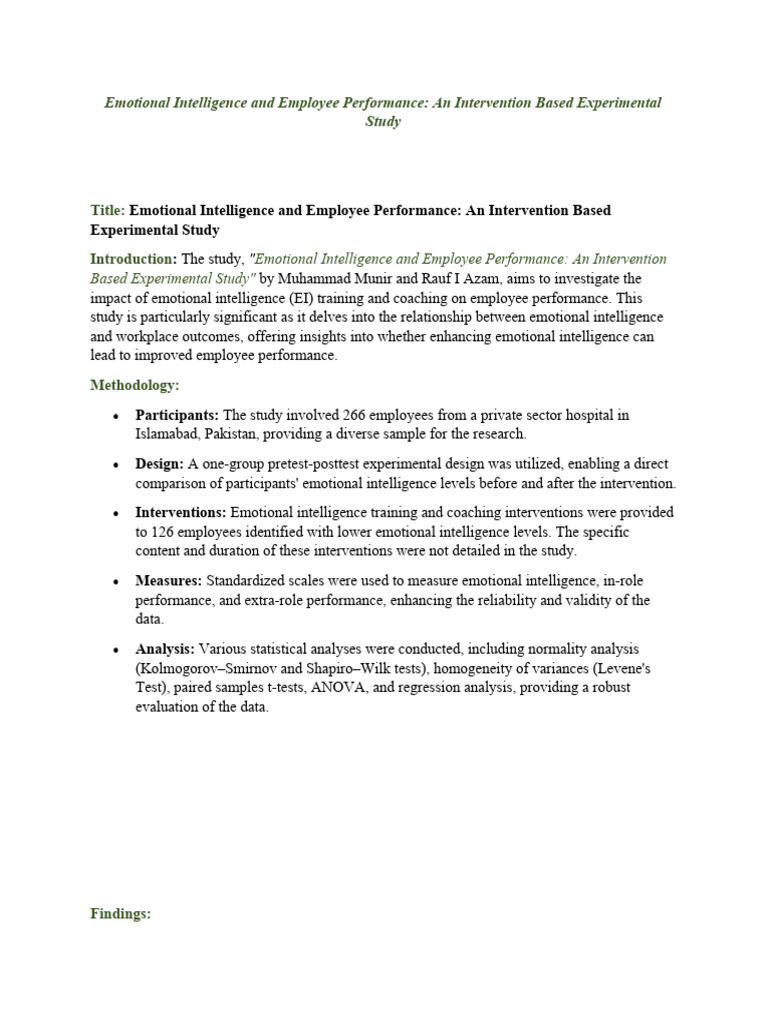 Boosting Employee Performance with EI | PDF | Emotional Intelligence ...