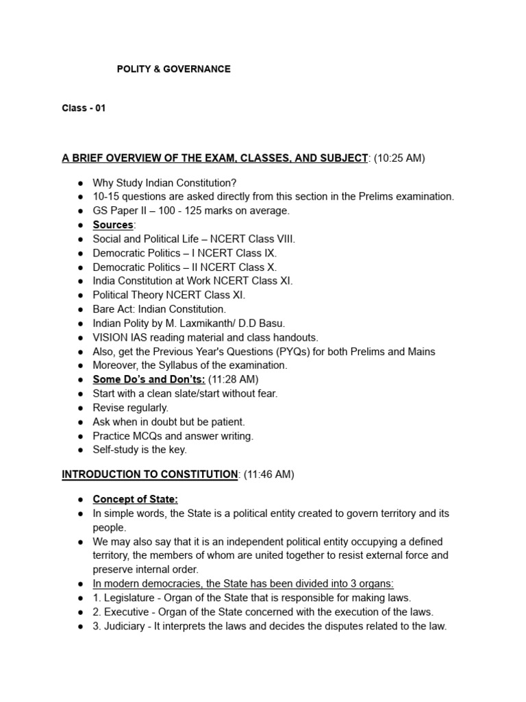 Polity governance class 1 44 synopsis pdf pdf constitution