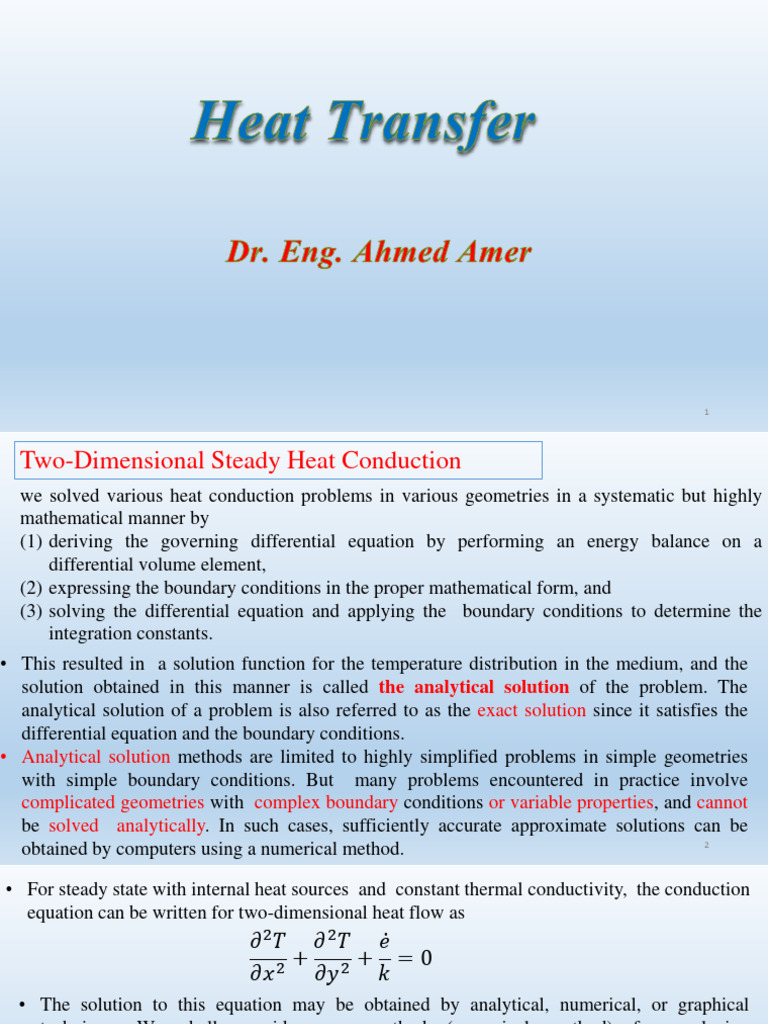 Two-Dimensional Heat Conduction Analysis | PDF | Equations ...