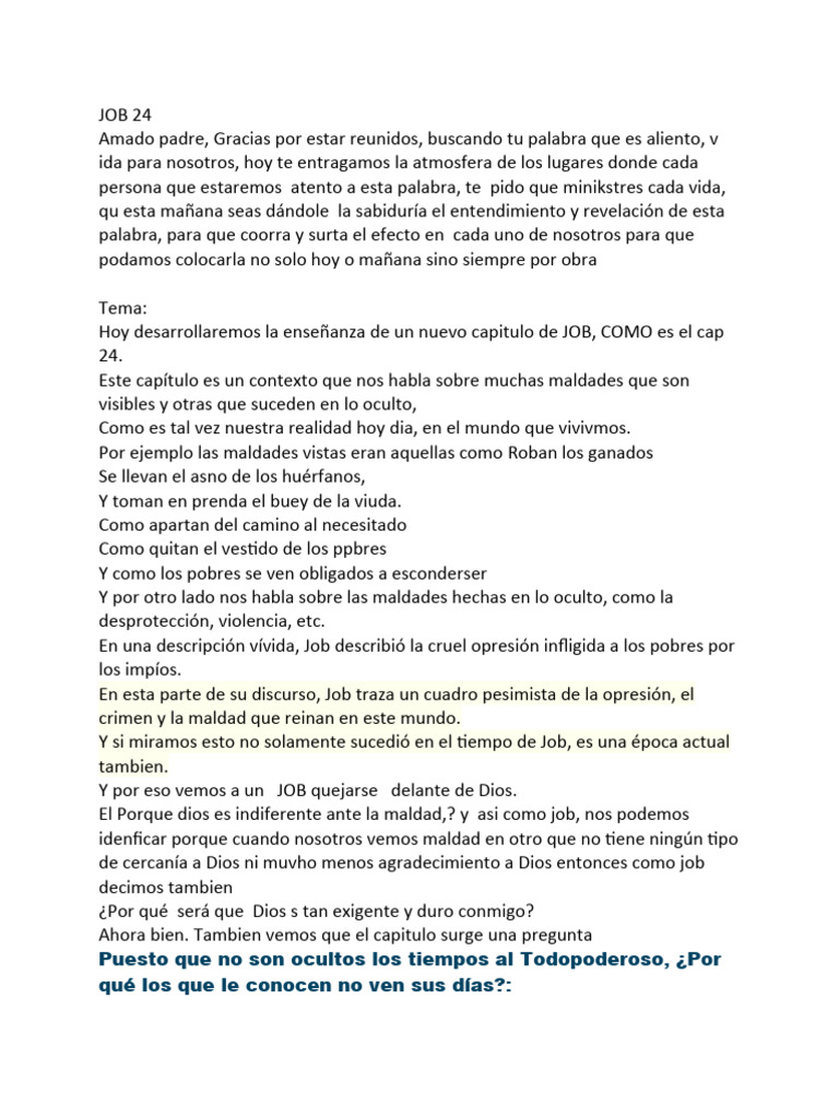 Explicación del Capítulo 24 de Job | PDF | Libro de trabajo | Dios