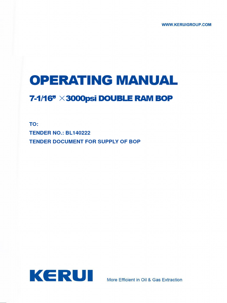 Hydraulic Ram BOP Operating Manual | PDF | Mechanical Engineering