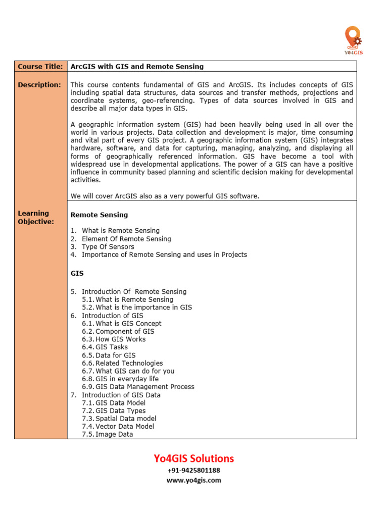 ArcGIS & Remote Sensing Course | PDF | Geographic Information System ...