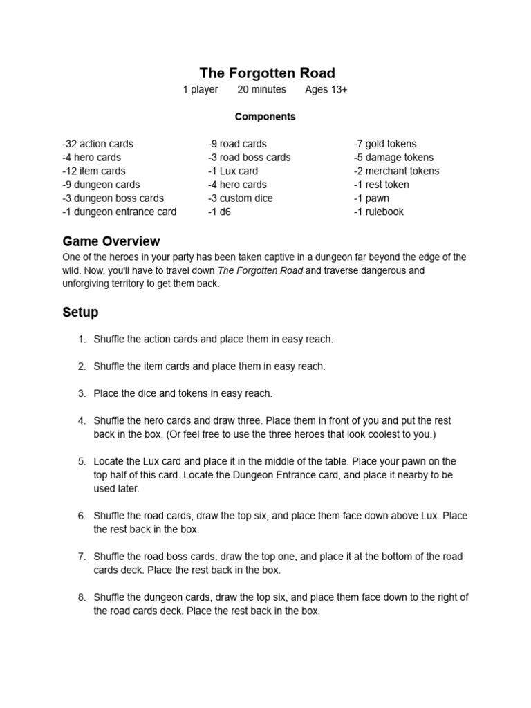 The forgotten road rules pdf card games games of chance