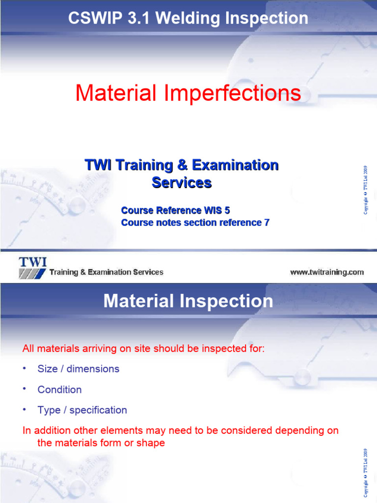 7.0 Material Inspection | PDF | Welding | Construction