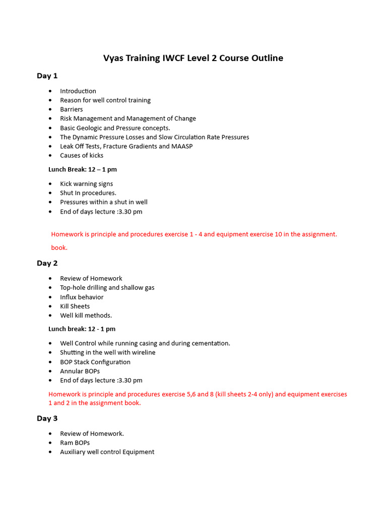 IWCF Level 2 Well Control Course Outline | PDF | Science & Mathematics ...