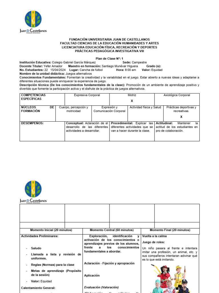 Plan de Clase # 1 Ppi 8 - 2024 | PDF | Evaluación