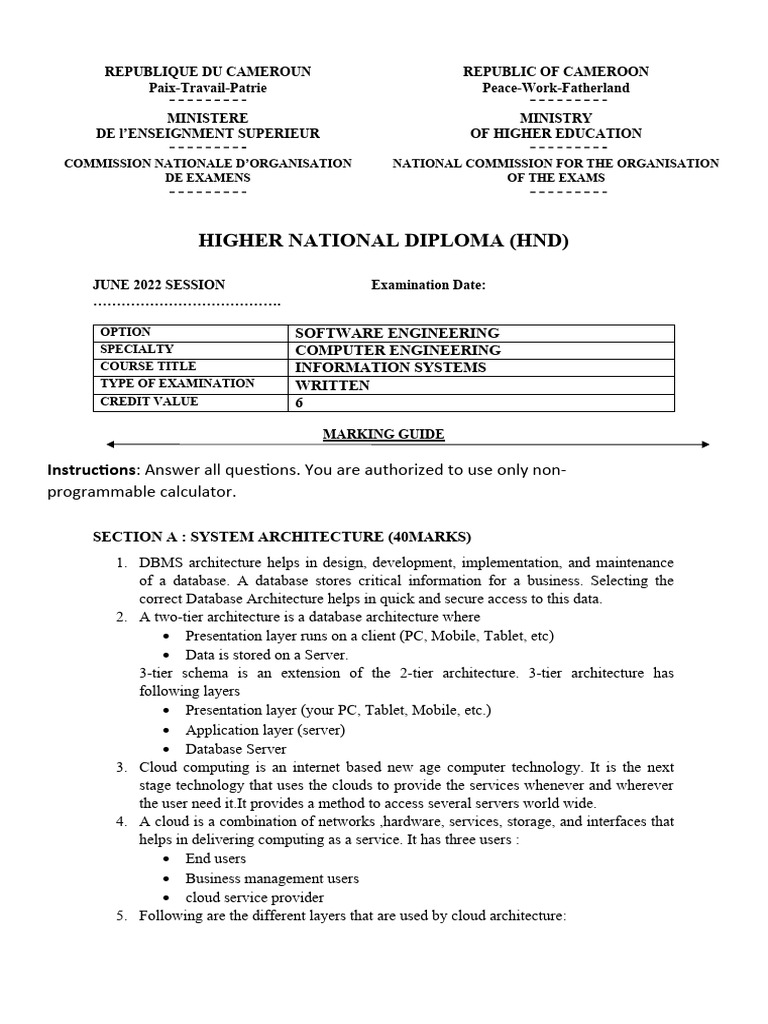 HND Information Systems Exam Guide | PDF | Process (Computing) | Cloud ...