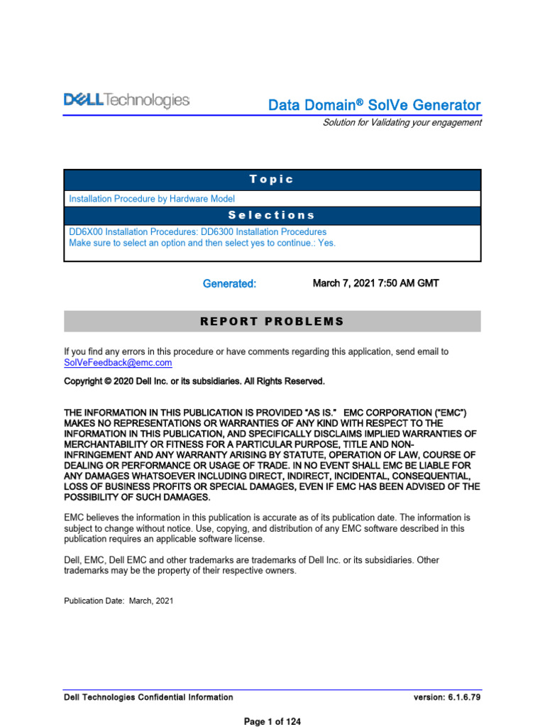Data Domain Installation Procedure by Hardware ModelDD6300 Installation Procedures PDF
