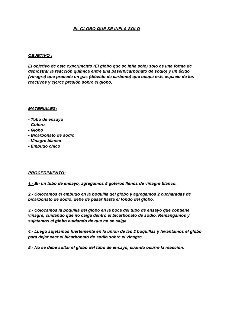 El Globo Que Se Infla Solo | PDF