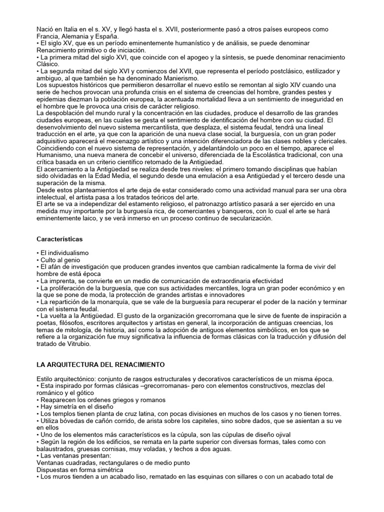 Características del Renacimiento Europeo | PDF | Renacimiento | Hazme