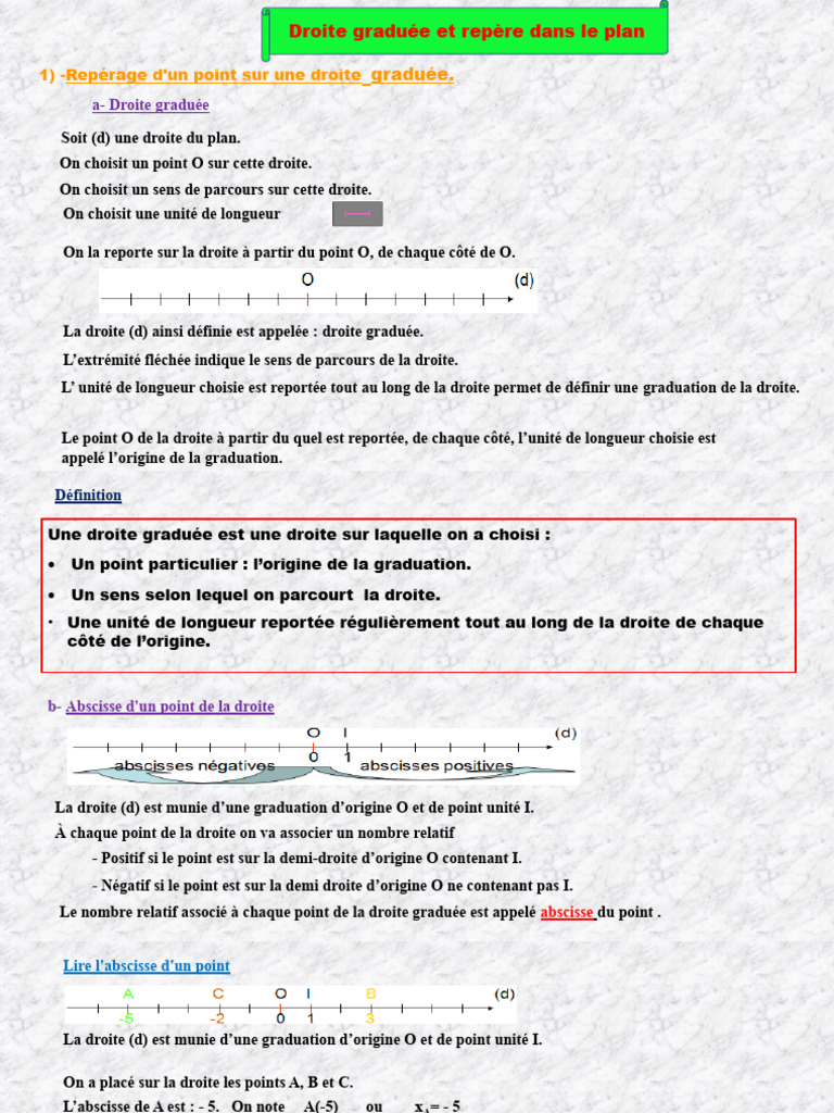 Repérage sur une droite graduée | PDF | Coordonnées cartésiennes ...