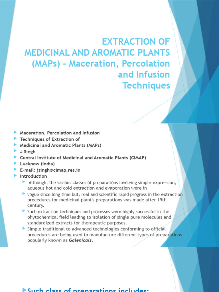 Extraction Techniques for Medicinal Plants | PDF | Chemistry