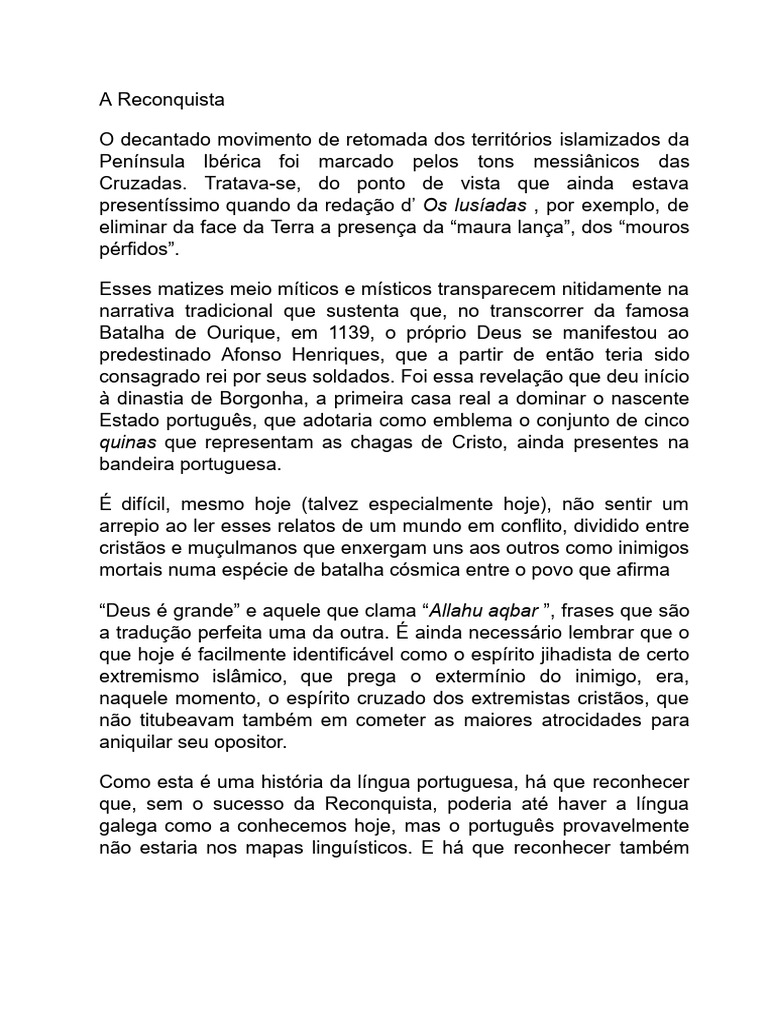 A Influência da Reconquista no Português | PDF | Península Ibérica ...