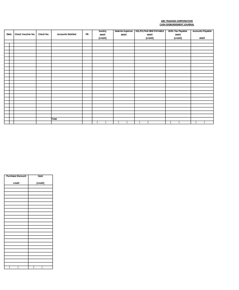 Cash disbursement journal abc trading corporation pdf