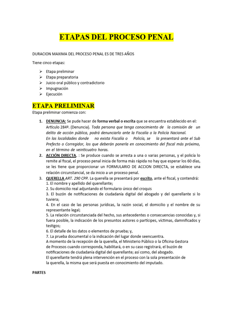 Etapas y Duración del Proceso Penal | PDF | Sentencia (ley) | Derecho penal