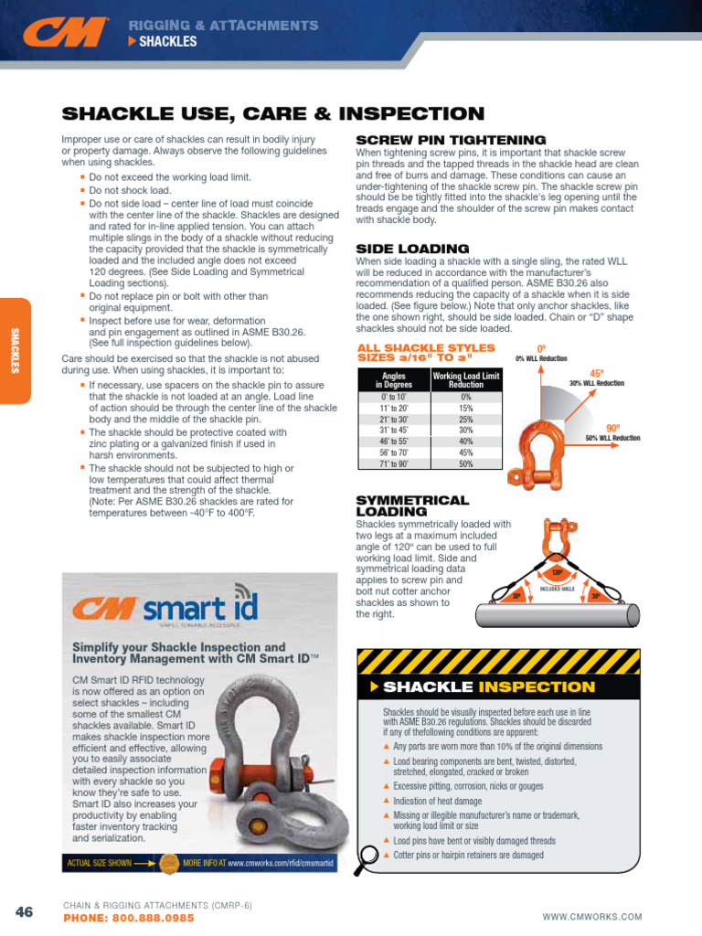Shackles CM Use Care Insp Catalog CMRP 6 0614LC | PDF | Screw