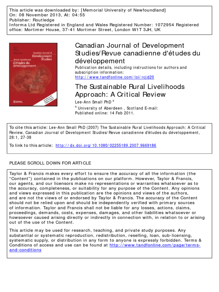 Critical Review of Sustainable Rural Livelihoods | PDF | Sustainability ...