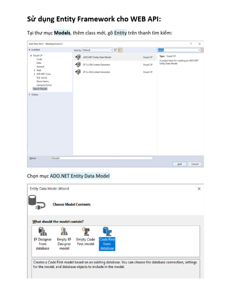 Su Dung Entity Framework Cho WEB API | PDF