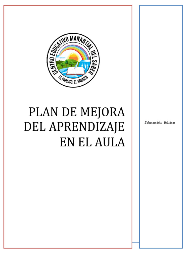 Plan de Mejora del Aprendizaje en Aula | PDF | Evaluación | Plan de ...
