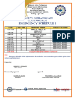 Class Program Emergency Schedule Am All Subjects