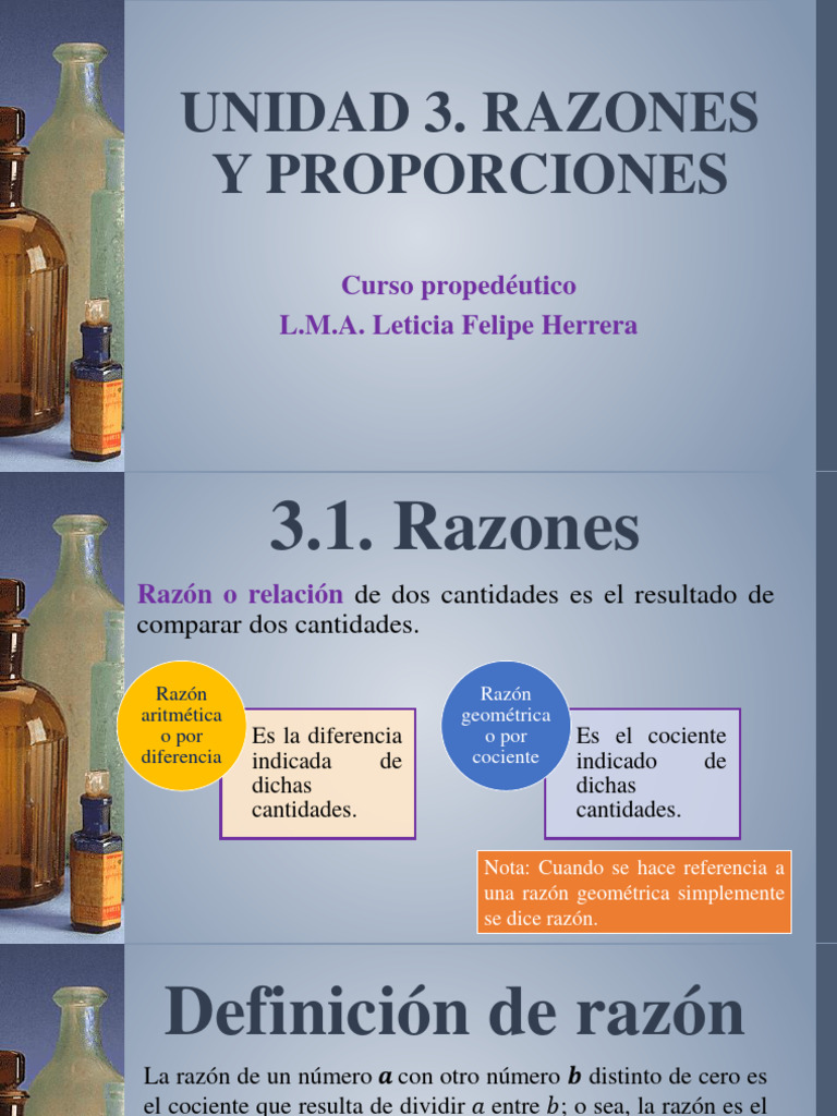 Unidad 3. Razones y Proporciones | PDF | Proporción | Porcentaje