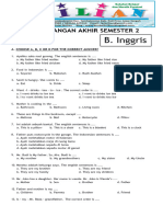 Soal UAS B Inggris Kelas 3 SD Semester 2 Dan Kunci Jawaban