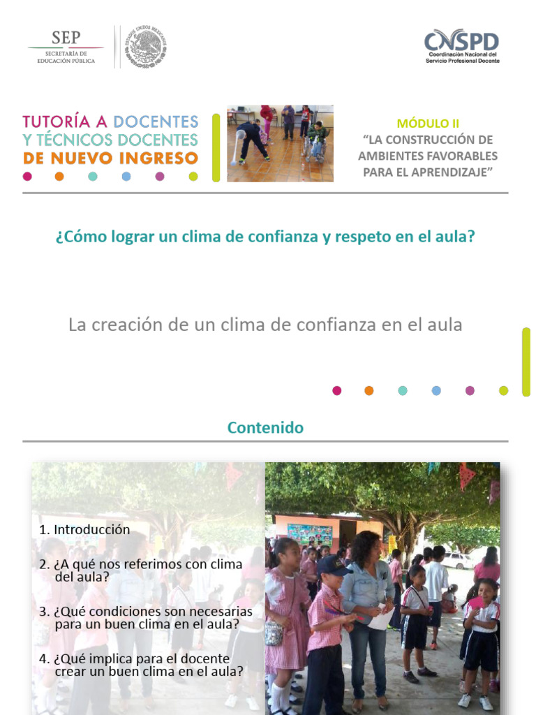 Clima de confianza y respeto en el aula | PDF | Salón de clases | Enseñando