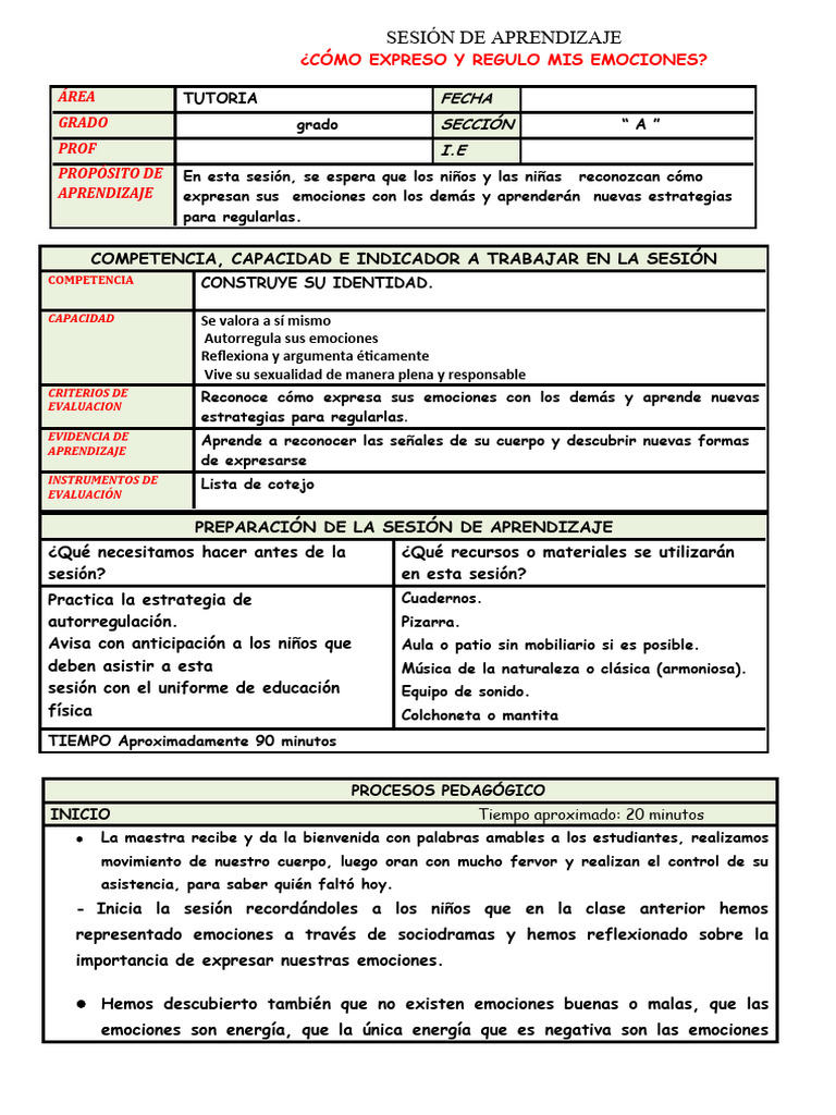 Regulación Emocional en Niños | PDF | Las emociones | Evaluación