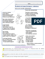 avaliação de Lingua Portuguesa  3ano da 1ª unidade