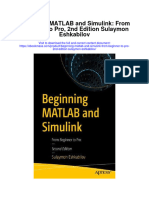 Beginning Matlab and Simulink From Beginner To Pro 2Nd Edition Sulaymon Eshkabilov Full Chapter