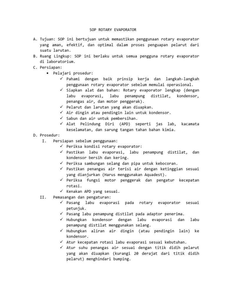 Sop Rotary Evaporator PDF
