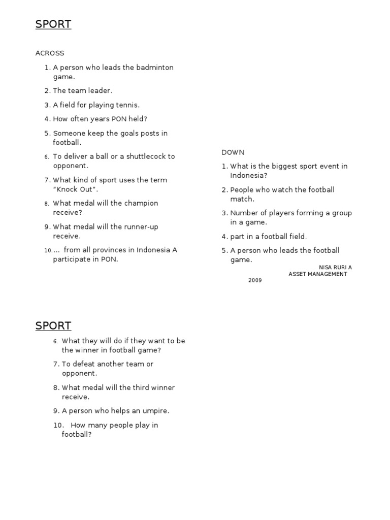 Puzzle Question | PDF | Sports & Recreation