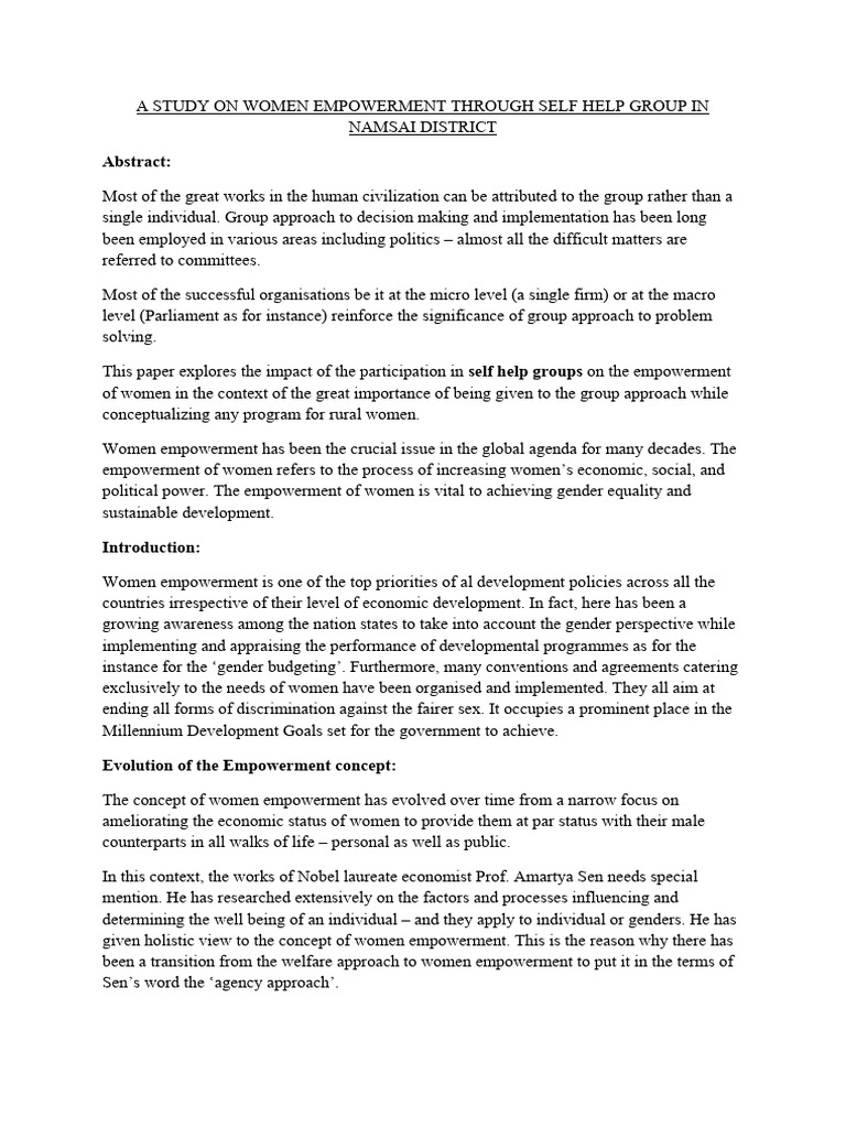 A Study On Women Empowerment Pdf Empowerment Gender