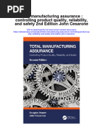 Total Manufacturing Assurance Controlling Product Quality Reliability and Safety 2Nd Edition John Cesarone All Chapter