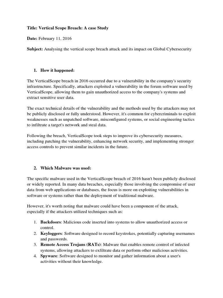 Case Study On VerticalScope Data Breach PDF Format | PDF | Security ...