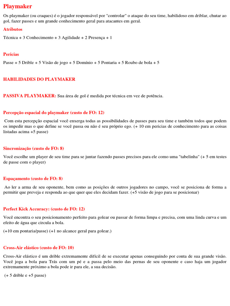 Habilidades e Estratégias de Playmakers | PDF | Zagueiro (futebol)