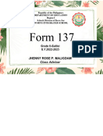 Form 137: Jhenny Rose P. Maligdam